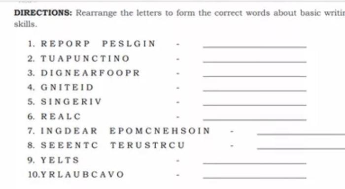 Reordena las letras para formar seis adverbios.