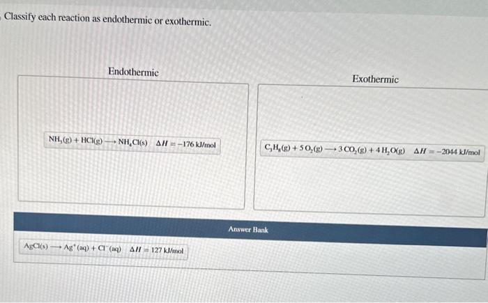 Endothermic exothermic classify asap